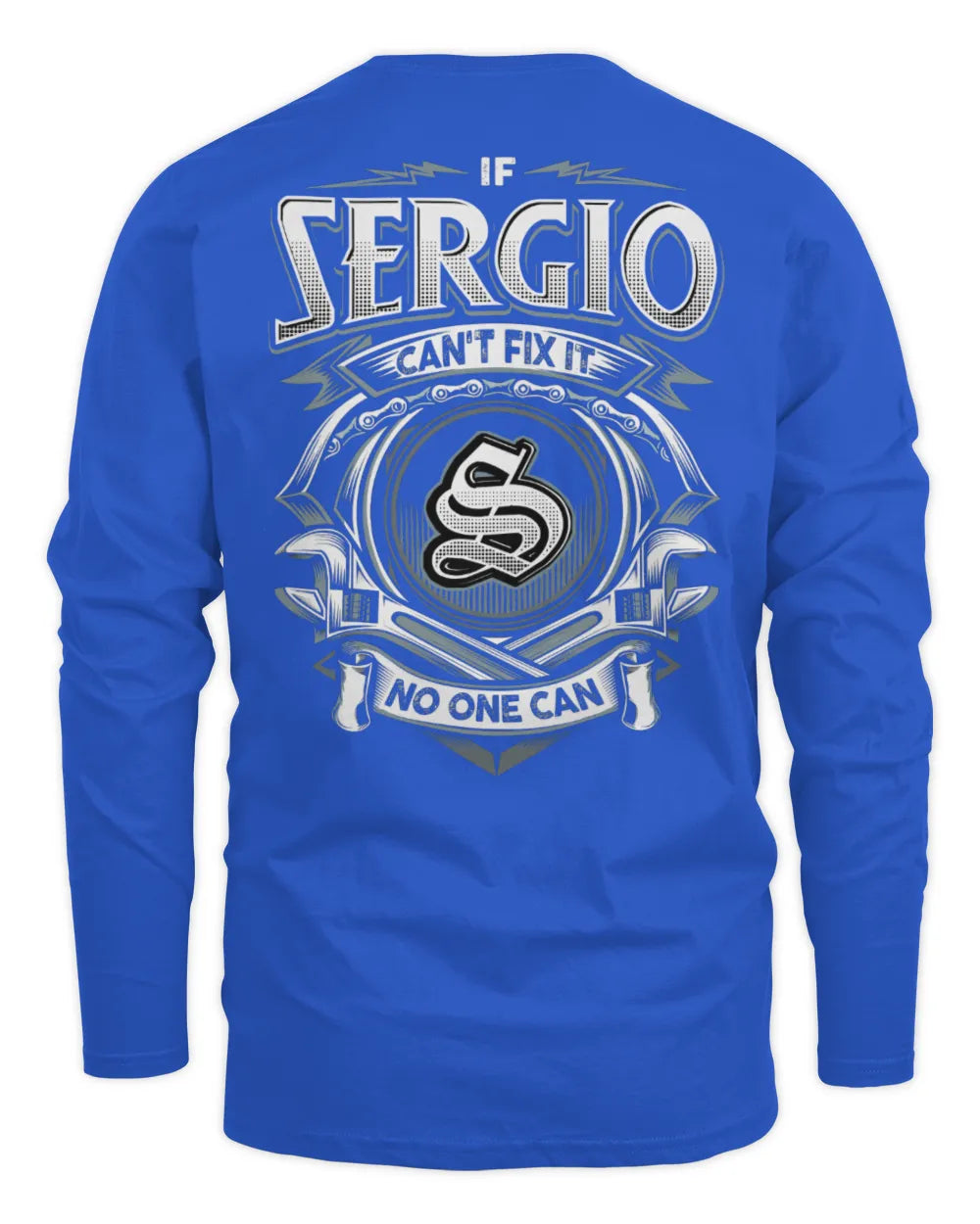 SERGIO AP81-K4-626 - Personalized Ahmed Quote Apparel “If Ahmed Can't Fix It, No One Can” - Men's Long Sleeved T-Shirt - Royal