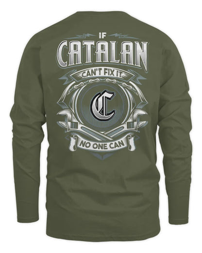 CATALAN AP81-K4-626 - Personalized Ahmed Quote Apparel “If Ahmed Can't Fix It, No One Can” - Men's Long Sleeved T-Shirt - Military Green