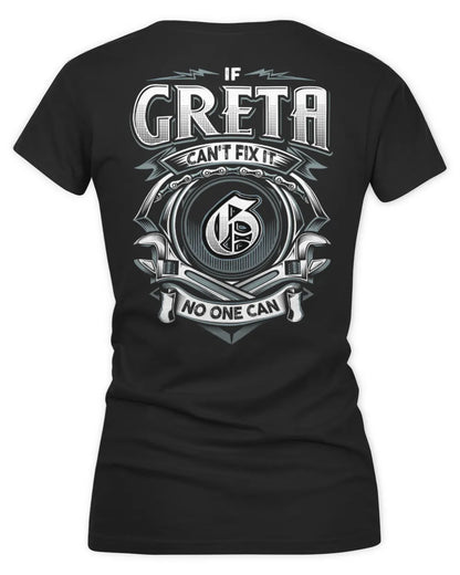 GRETA AP81-K4-626 - Personalized Ahmed Quote Apparel “If Ahmed Can't Fix It, No One Can” - Women's V-Neck T-Shirt - Black
