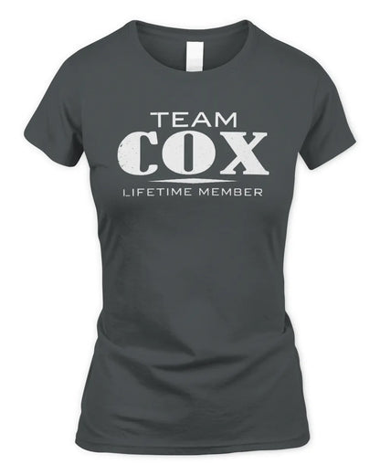 COX BL62-K4-128 - Personalized “Team NAME Lifetime Member” - Women's Standard T-Shirt - Charcoal
