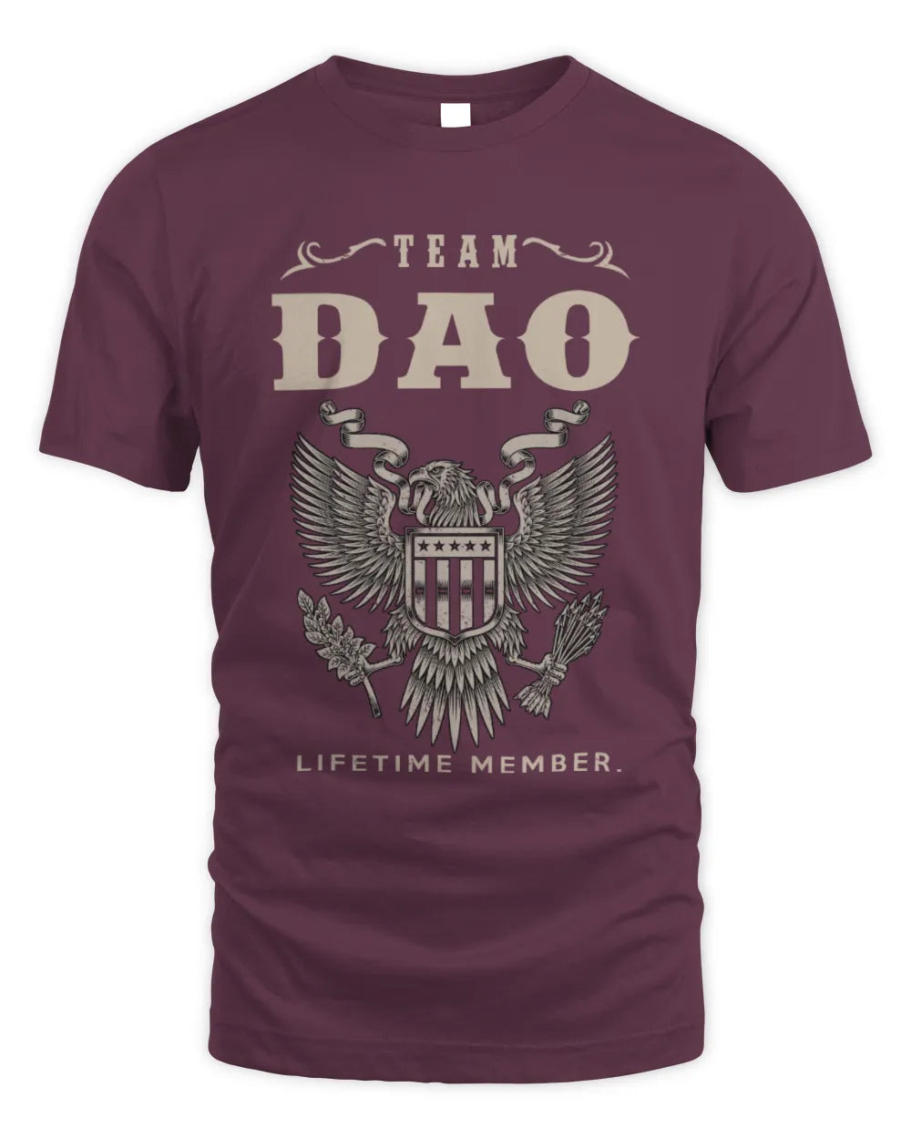 DAO TP06-K82 – Personalized Classic Style Apparel “Team NAME Lifetime Member” - Unisex Standard T-Shirt - Maroon