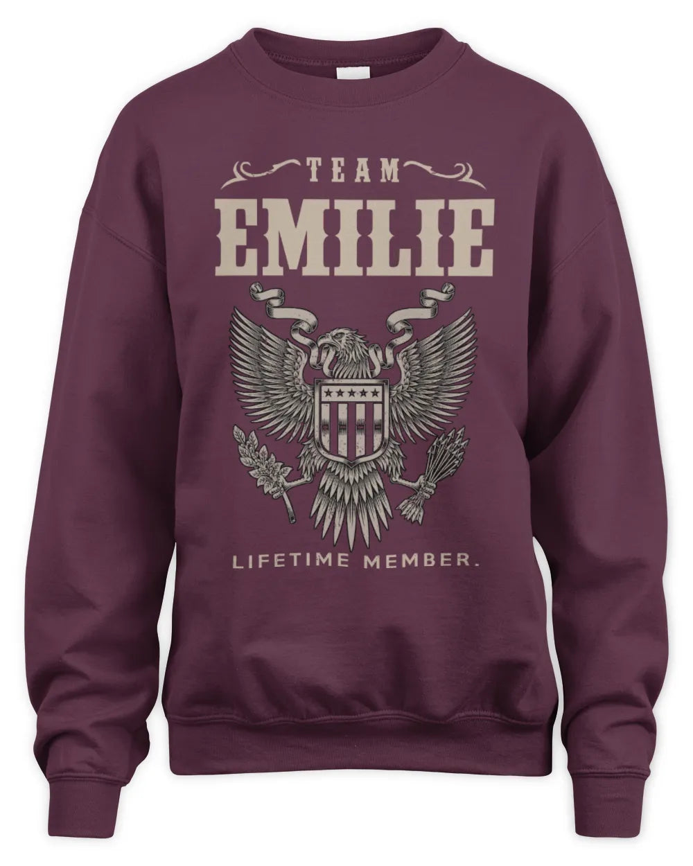 EMILIE TP06-K82 – Personalized Classic Style Apparel “Team NAME Lifetime Member” - Unisex Sweatshirt - Maroon