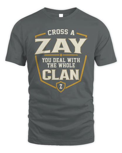 ZAY NT1-K008 Cross A/An NAME, You Deal With the Whole Clan | Personalized Vintage T-Shirt - Unisex Standard T-Shirt - Charcoal