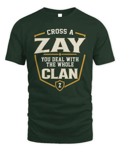 ZAY NT1-K008 Cross A/An NAME, You Deal With the Whole Clan | Personalized Vintage T-Shirt - Unisex Standard T-Shirt - Forest Green