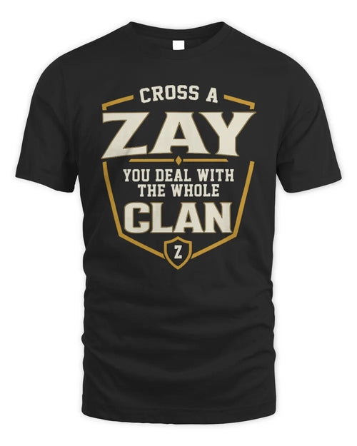 ZAY NT1-K008 Cross A/An NAME, You Deal With the Whole Clan | Personalized Vintage T-Shirt - Unisex Standard T-Shirt - Black