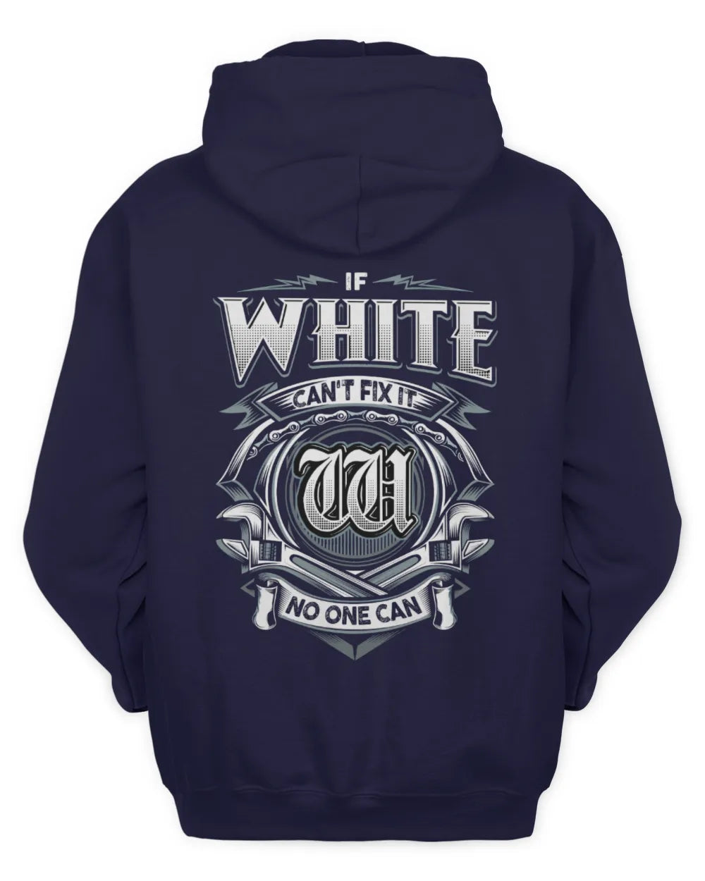 WHITE AP81-K4-626 - Personalized Ahmed Quote Apparel “If Ahmed Can't Fix It, No One Can” - Unisex Hoodie - Navy