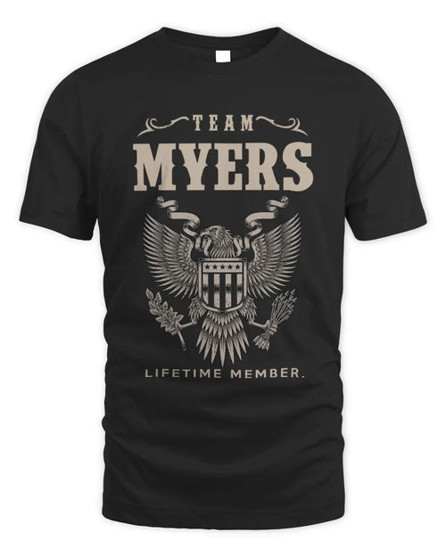MYERS TP06-K82 – Personalized Classic Style Apparel “Team NAME Lifetime Member” - Unisex Standard T-Shirt - Black