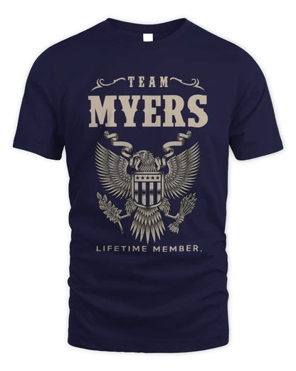 MYERS TP06-K82 – Personalized Classic Style Apparel “Team NAME Lifetime Member” - Unisex Standard T-Shirt - Navy