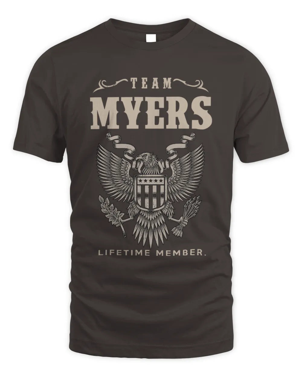 MYERS TP06-K82 – Personalized Classic Style Apparel “Team NAME Lifetime Member” - Unisex Standard T-Shirt - Dark Chocolate