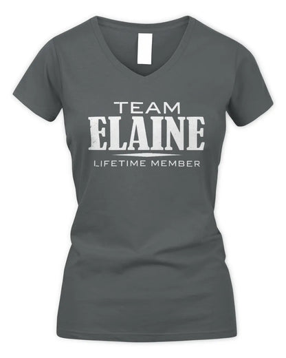 ELAINE BL62-K4-128 - Personalized “Team NAME Lifetime Member” - Women's V-Neck T-Shirt - Charcoal