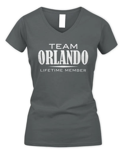 ORLANDO BL62-K4-128 - Personalized “Team NAME Lifetime Member” - Women's V-Neck T-Shirt - Charcoal