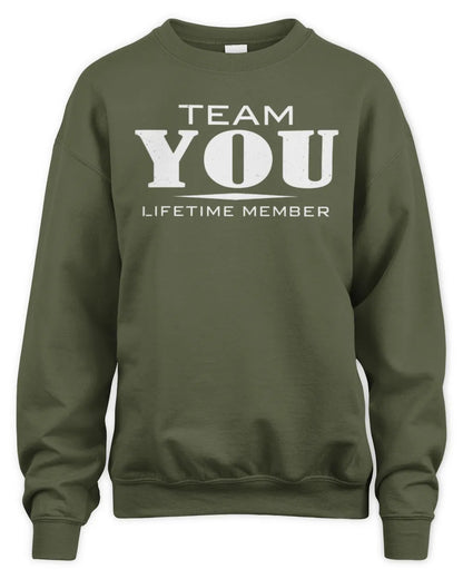 YOU BL62-K4-128 - Personalized “Team NAME Lifetime Member” - Unisex Sweatshirt - Military Green