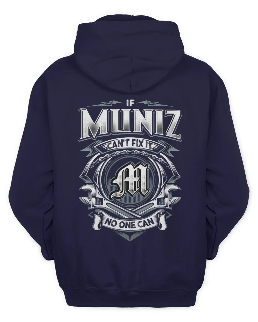 MUNIZ AP81-K4-626 - Personalized Ahmed Quote Apparel “If Ahmed Can't Fix It, No One Can” - Unisex Hoodie - Navy