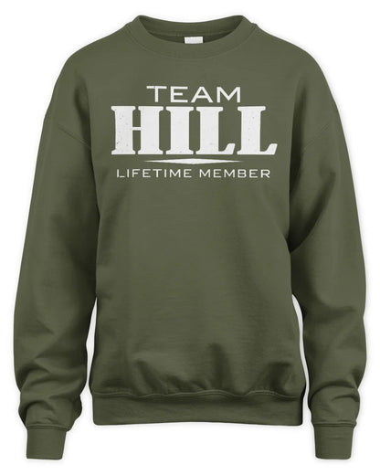 HILL BL62-K4-128 - Personalized “Team NAME Lifetime Member” - Unisex Sweatshirt - Military Green