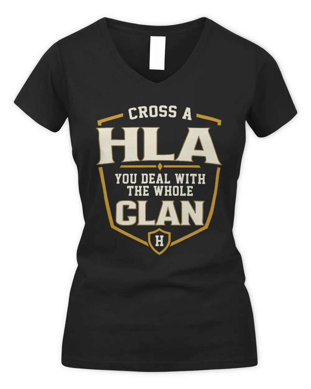 HLA NT1-K008 Cross A/An NAME, You Deal With the Whole Clan | Personalized Vintage T-Shirt - Women's V-Neck T-Shirt - Black