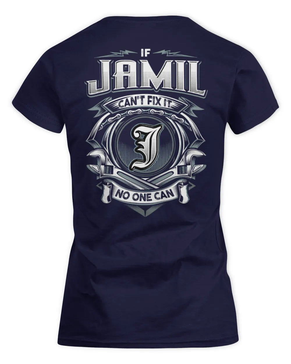 JAMIL AP81-K4-626 - Personalized Ahmed Quote Apparel “If Ahmed Can't Fix It, No One Can” - Women's Standard T-Shirt - Navy
