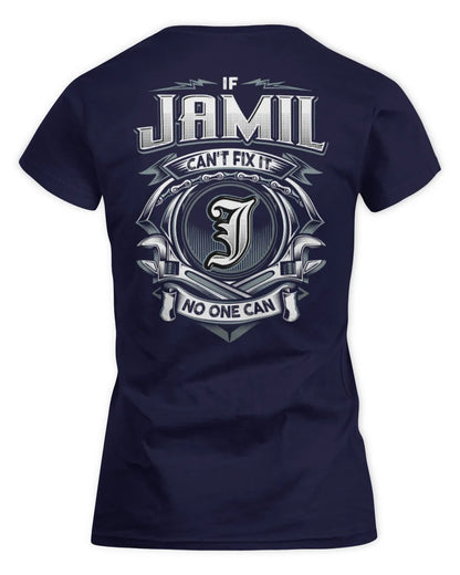JAMIL AP81-K4-626 - Personalized Ahmed Quote Apparel “If Ahmed Can't Fix It, No One Can” - Women's Standard T-Shirt - Navy