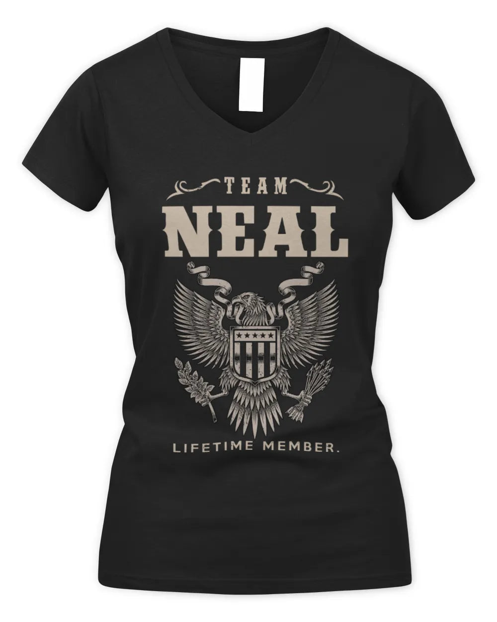 NEAL TP06-K82 – Personalized Classic Style Apparel “Team NAME Lifetime Member” - Women's V-Neck T-Shirt - Black