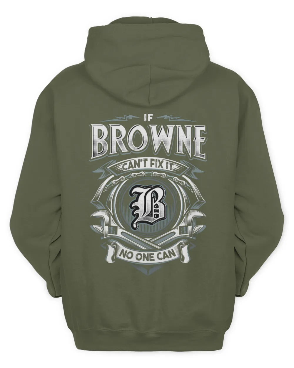 BROWNE AP81-K4-626 - Personalized Ahmed Quote Apparel “If Ahmed Can't Fix It, No One Can” - Unisex Hoodie - Military Green