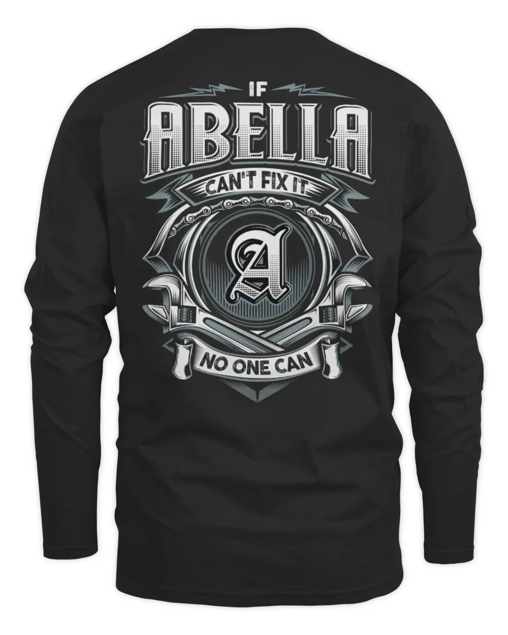 ABELLA AP81-K4-626 - Personalized Ahmed Quote Apparel “If Ahmed Can't Fix It, No One Can” - Men's Long Sleeved T-Shirt - Black