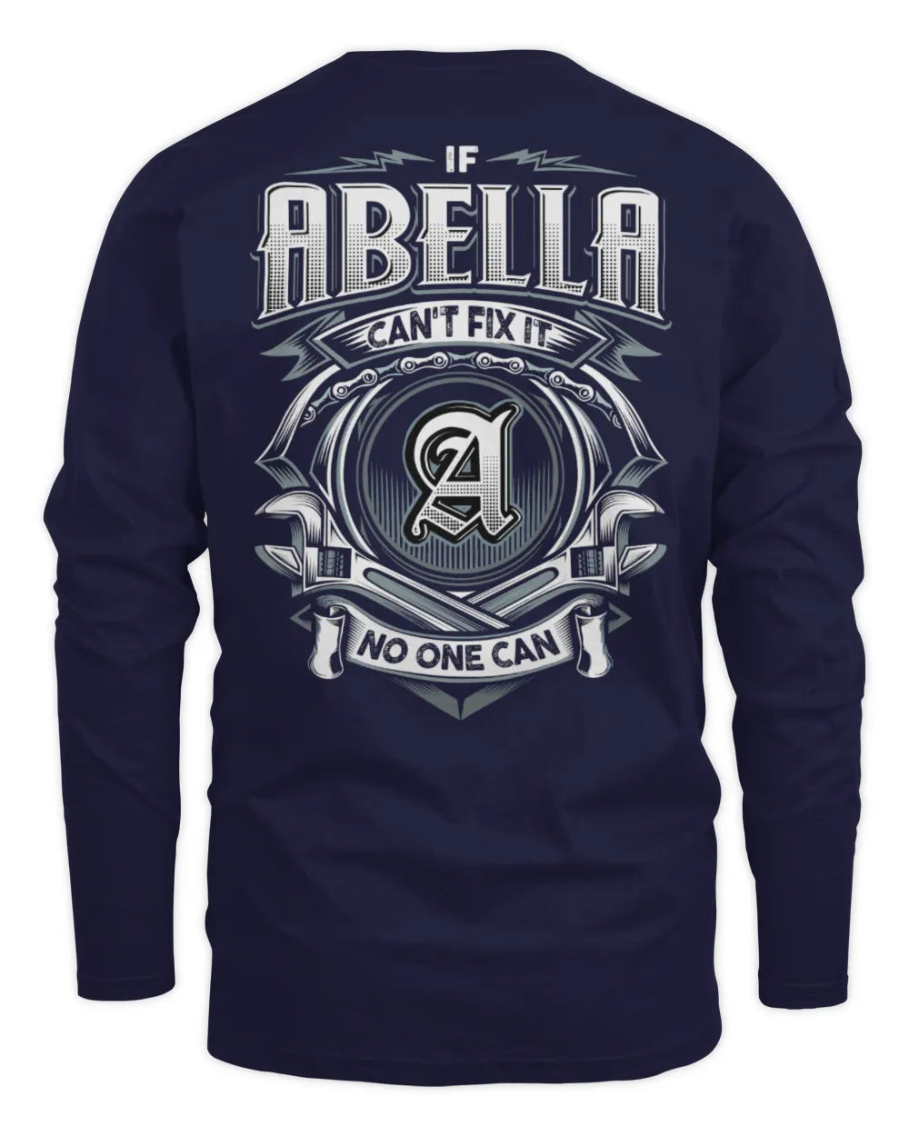 ABELLA AP81-K4-626 - Personalized Ahmed Quote Apparel “If Ahmed Can't Fix It, No One Can” - Men's Long Sleeved T-Shirt - Navy