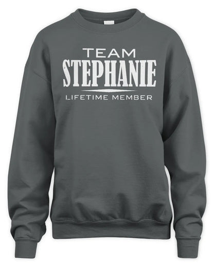 STEPHANIE BL62-K4-128 - Personalized “Team NAME Lifetime Member” - Unisex Sweatshirt - Charcoal