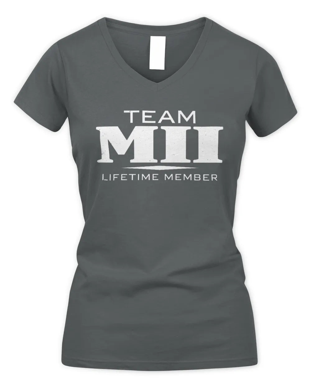 MII BL62-K4-128 - Personalized “Team NAME Lifetime Member” - Women's V-Neck T-Shirt - Charcoal