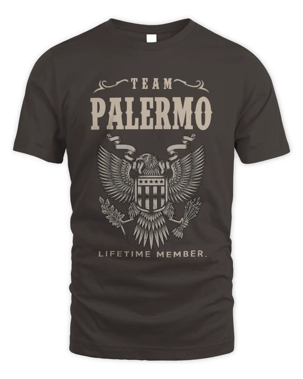 PALERMO TP06-K82 – Personalized Classic Style Apparel “Team NAME Lifetime Member” - Unisex Standard T-Shirt - Dark Chocolate