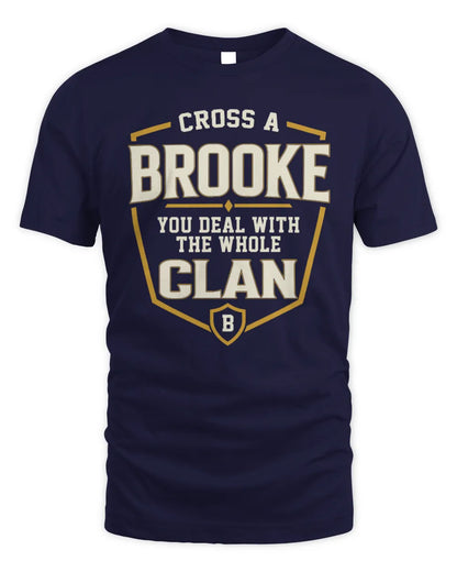 BROOKE NT1-K008 Cross A/An NAME, You Deal With the Whole Clan | Personalized Vintage T-Shirt - Unisex Standard T-Shirt - Navy