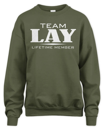 LAY BL62-K4-128 - Personalized “Team NAME Lifetime Member” - Unisex Sweatshirt - Military Green