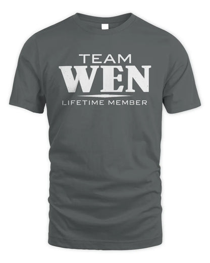 WEN BL62-K4-128 - Personalized “Team NAME Lifetime Member” - Unisex Standard T-Shirt - Charcoal