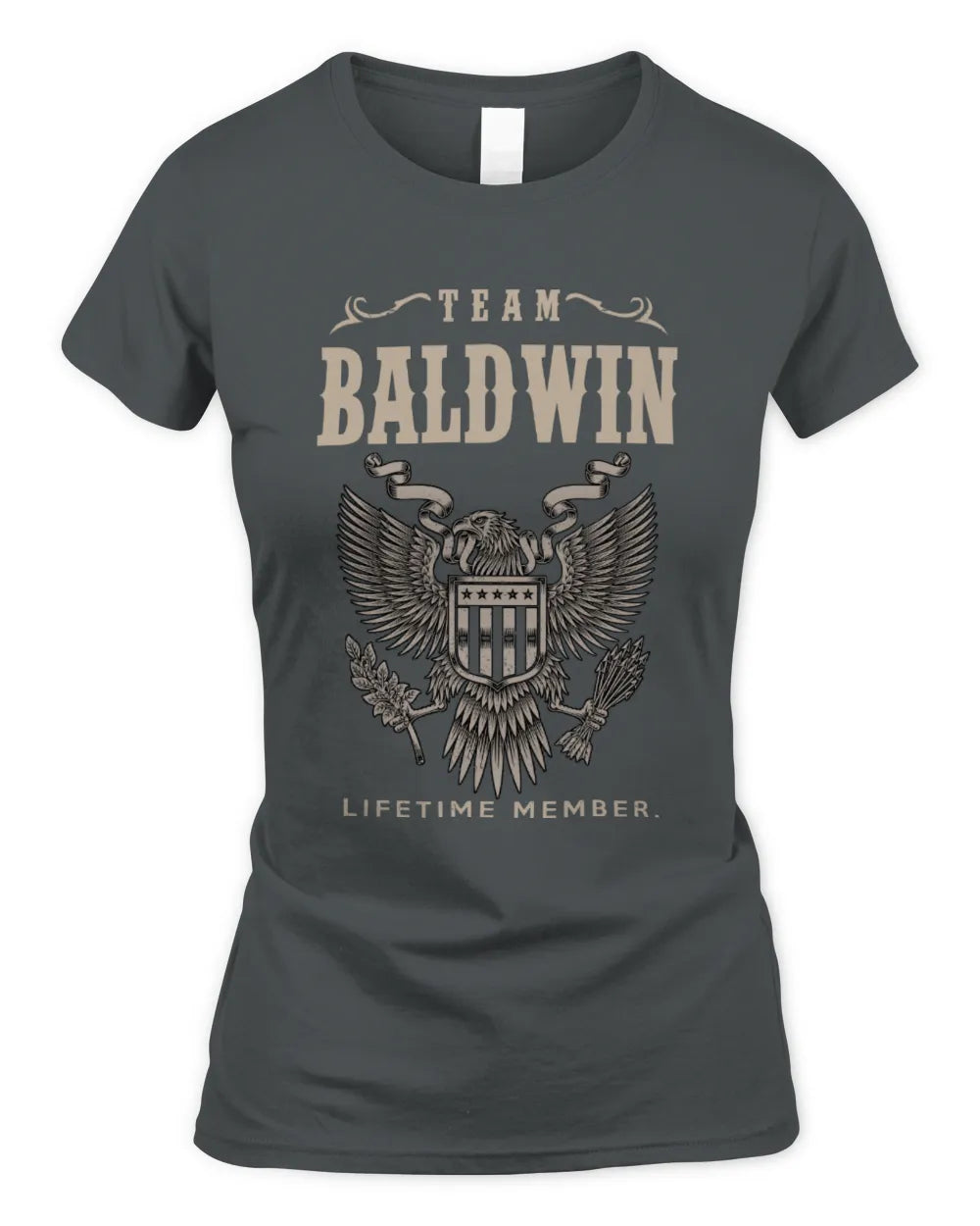 BALDWIN TP06-K82 – Personalized Classic Style Apparel “Team NAME Lifetime Member” - Women's Standard T-Shirt - Charcoal