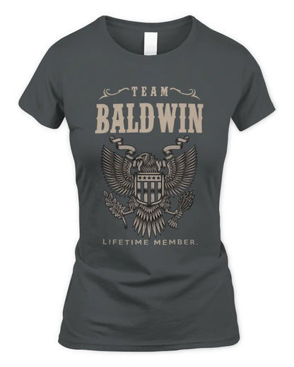BALDWIN TP06-K82 – Personalized Classic Style Apparel “Team NAME Lifetime Member” - Women's Standard T-Shirt - Charcoal
