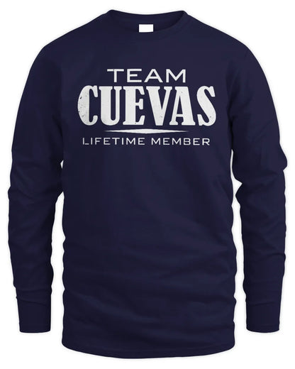 CUEVAS BL62-K4-128 - Personalized “Team NAME Lifetime Member” - Men's Long Sleeved T-Shirt - Navy
