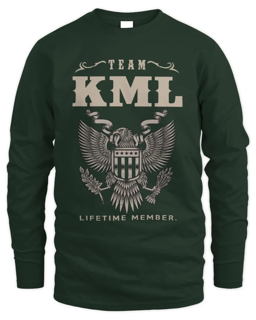 KML TP06-K82 – Personalized Classic Style Apparel “Team NAME Lifetime Member” - Men's Long Sleeved T-Shirt - Forest Green