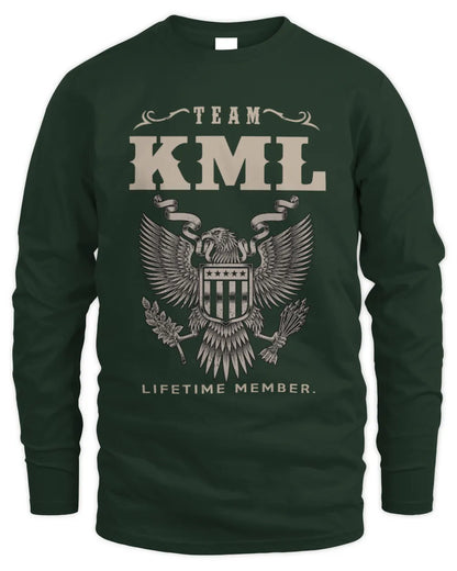 KML TP06-K82 – Personalized Classic Style Apparel “Team NAME Lifetime Member” - Men's Long Sleeved T-Shirt - Forest Green