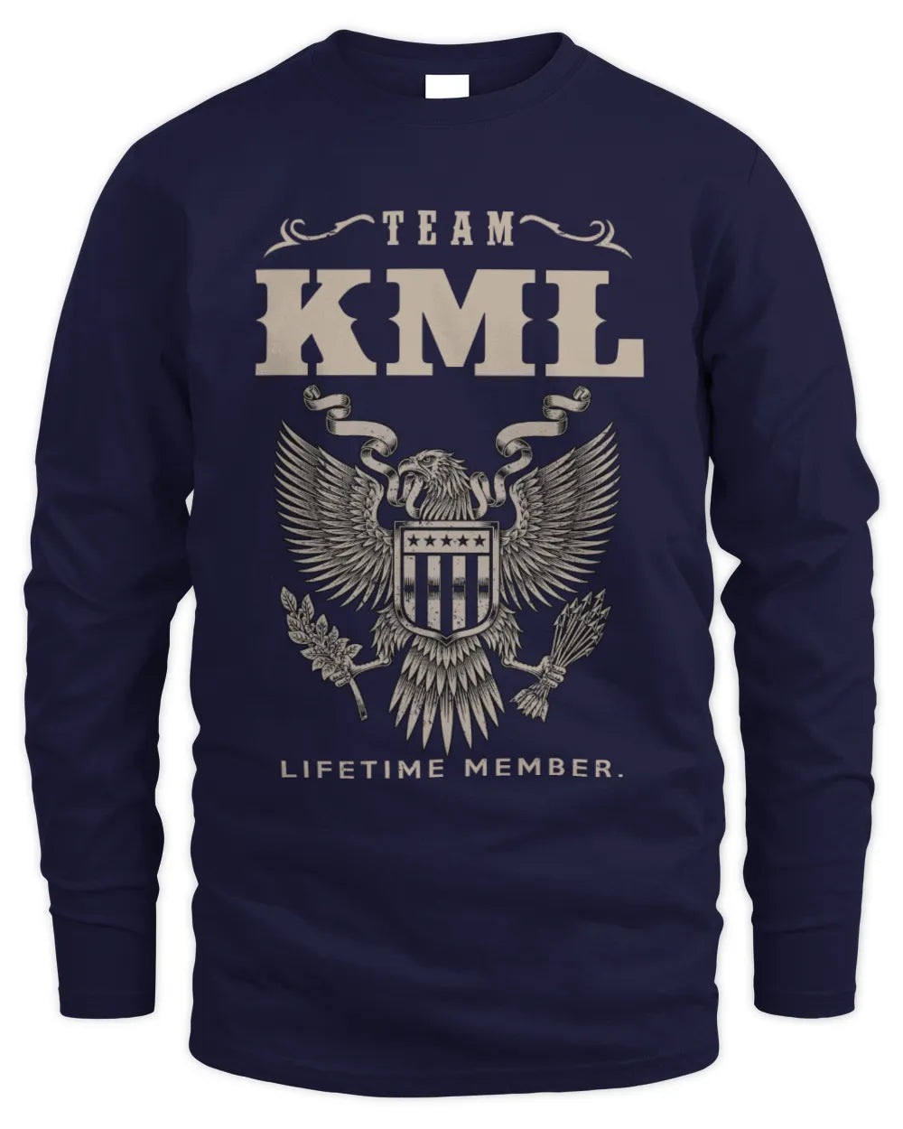 KML TP06-K82 – Personalized Classic Style Apparel “Team NAME Lifetime Member” - Men's Long Sleeved T-Shirt - Navy