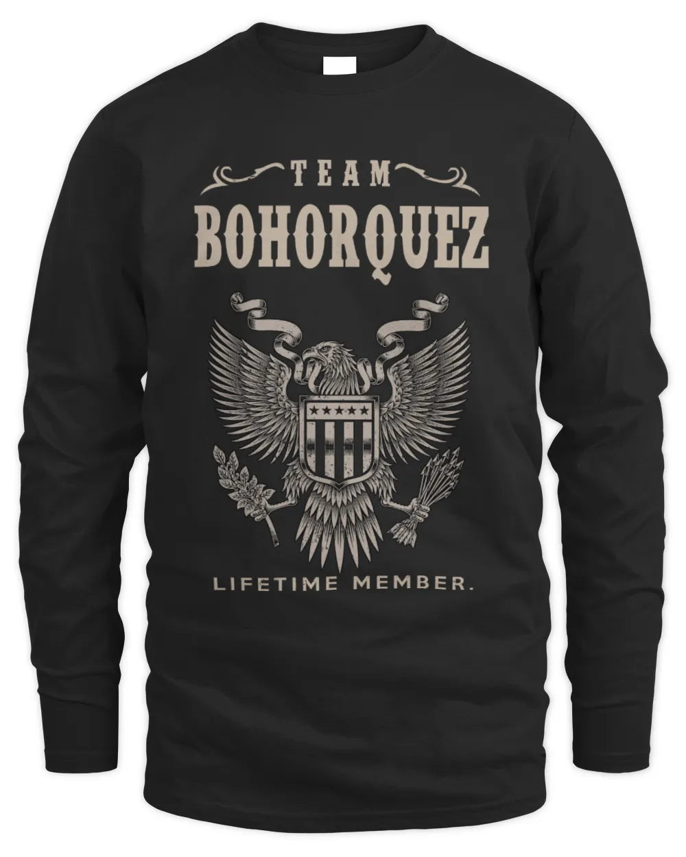 BOHORQUEZ TP06-K82 – Personalized Classic Style Apparel “Team NAME Lifetime Member” - Men's Long Sleeved T-Shirt - Black