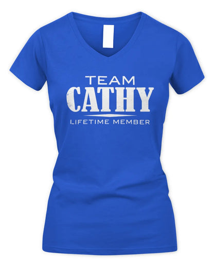 CATHY BL62-K4-128 - Personalized “Team NAME Lifetime Member” - Women's V-Neck T-Shirt - Royal