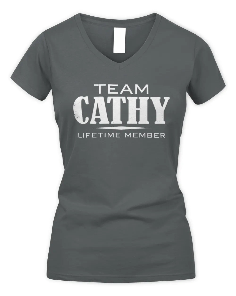 CATHY BL62-K4-128 - Personalized “Team NAME Lifetime Member” - Women's V-Neck T-Shirt - Charcoal