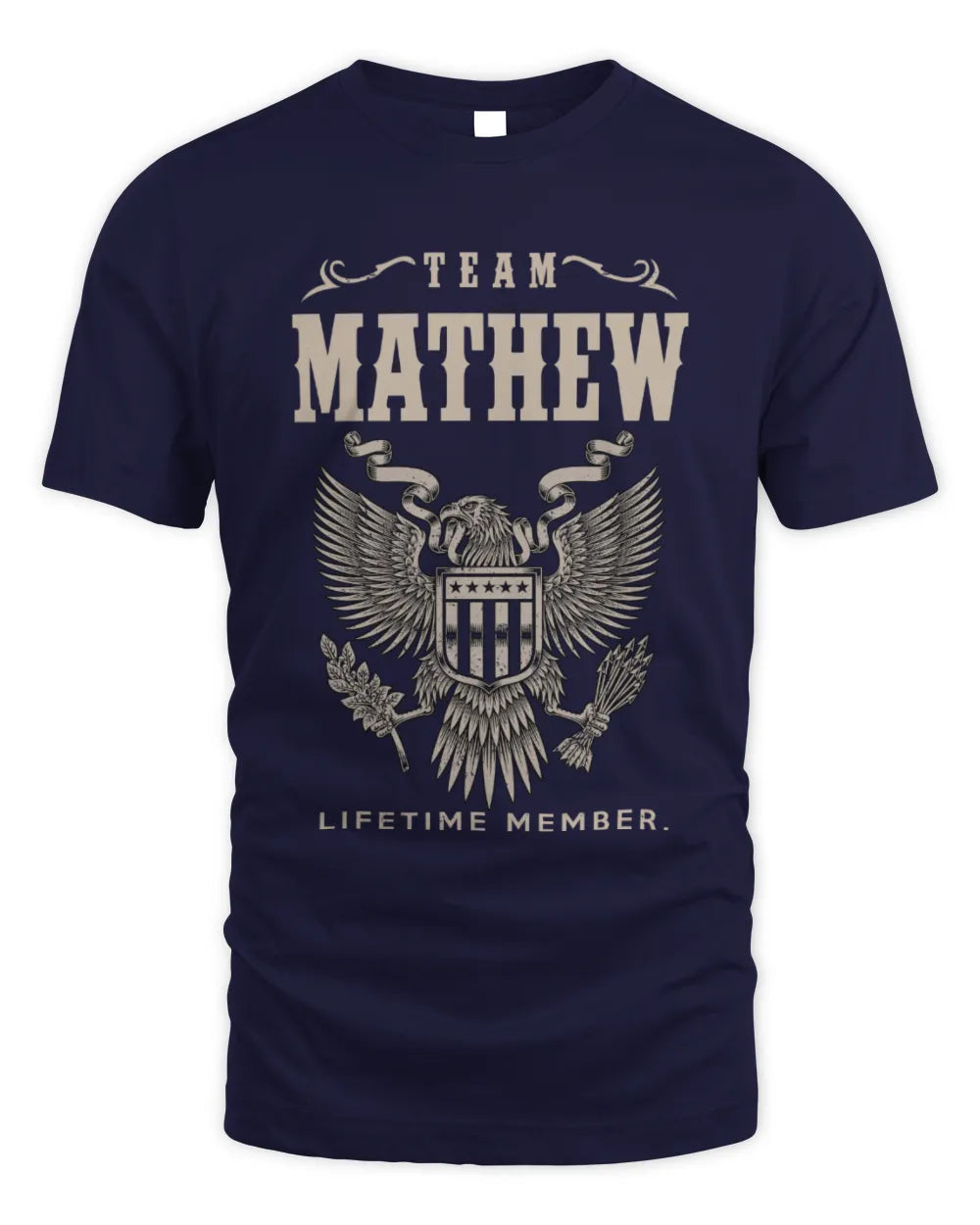 MATHEW TP06-K82 – Personalized Classic Style Apparel “Team NAME Lifetime Member” - Unisex Standard T-Shirt - Navy