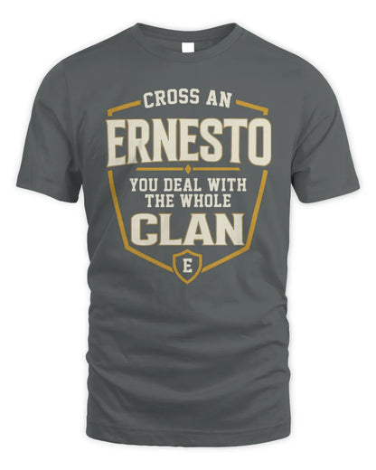ERNESTO NT1-K008 Cross A/An NAME, You Deal With the Whole Clan | Personalized Vintage T-Shirt - Unisex Standard T-Shirt - Charcoal