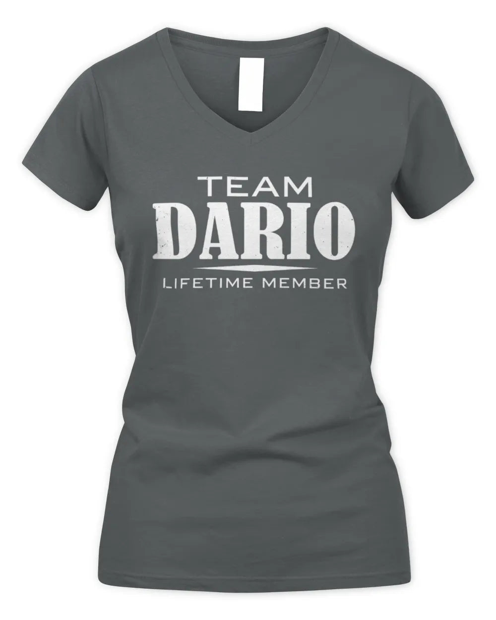 DARIO BL62-K4-128 - Personalized “Team NAME Lifetime Member” - Women's V-Neck T-Shirt - Charcoal