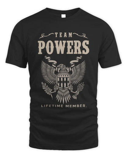 POWERS TP06-K82 – Personalized Classic Style Apparel “Team NAME Lifetime Member” - Unisex Standard T-Shirt - Black
