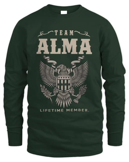 ALMA TP06-K82 – Personalized Classic Style Apparel “Team NAME Lifetime Member” - Men's Long Sleeved T-Shirt - Forest Green