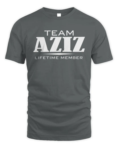 AZIZ BL62-K4-128 - Personalized “Team NAME Lifetime Member” - Unisex Standard T-Shirt - Charcoal