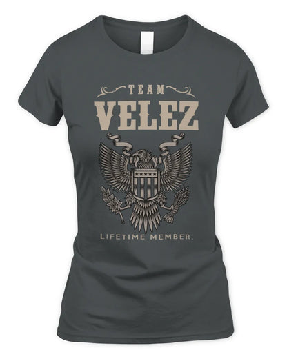 VELEZ TP06-K82 – Personalized Classic Style Apparel “Team NAME Lifetime Member” - Women's Standard T-Shirt - Charcoal