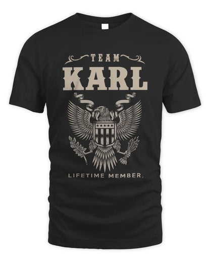 KARL TP06-K82 – Personalized Classic Style Apparel “Team NAME Lifetime Member” - Unisex Standard T-Shirt - Black