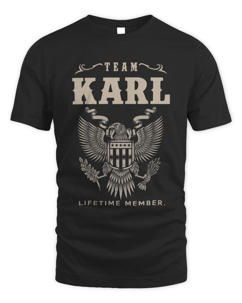 KARL TP06-K82 – Personalized Classic Style Apparel “Team NAME Lifetime Member” - Unisex Standard T-Shirt - Black