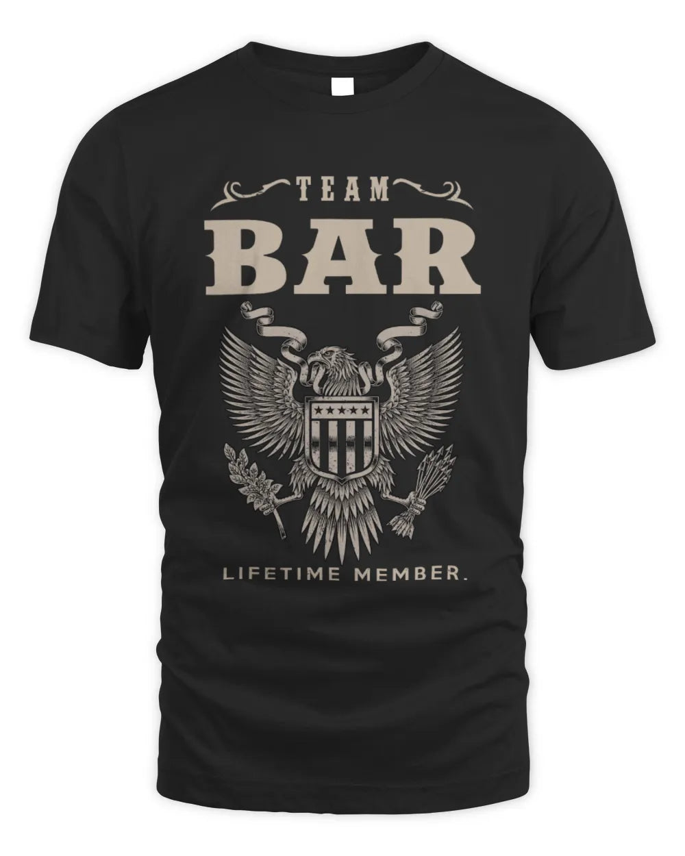 BAR TP06-K82 – Personalized Classic Style Apparel “Team NAME Lifetime Member” - Unisex Standard T-Shirt - Black